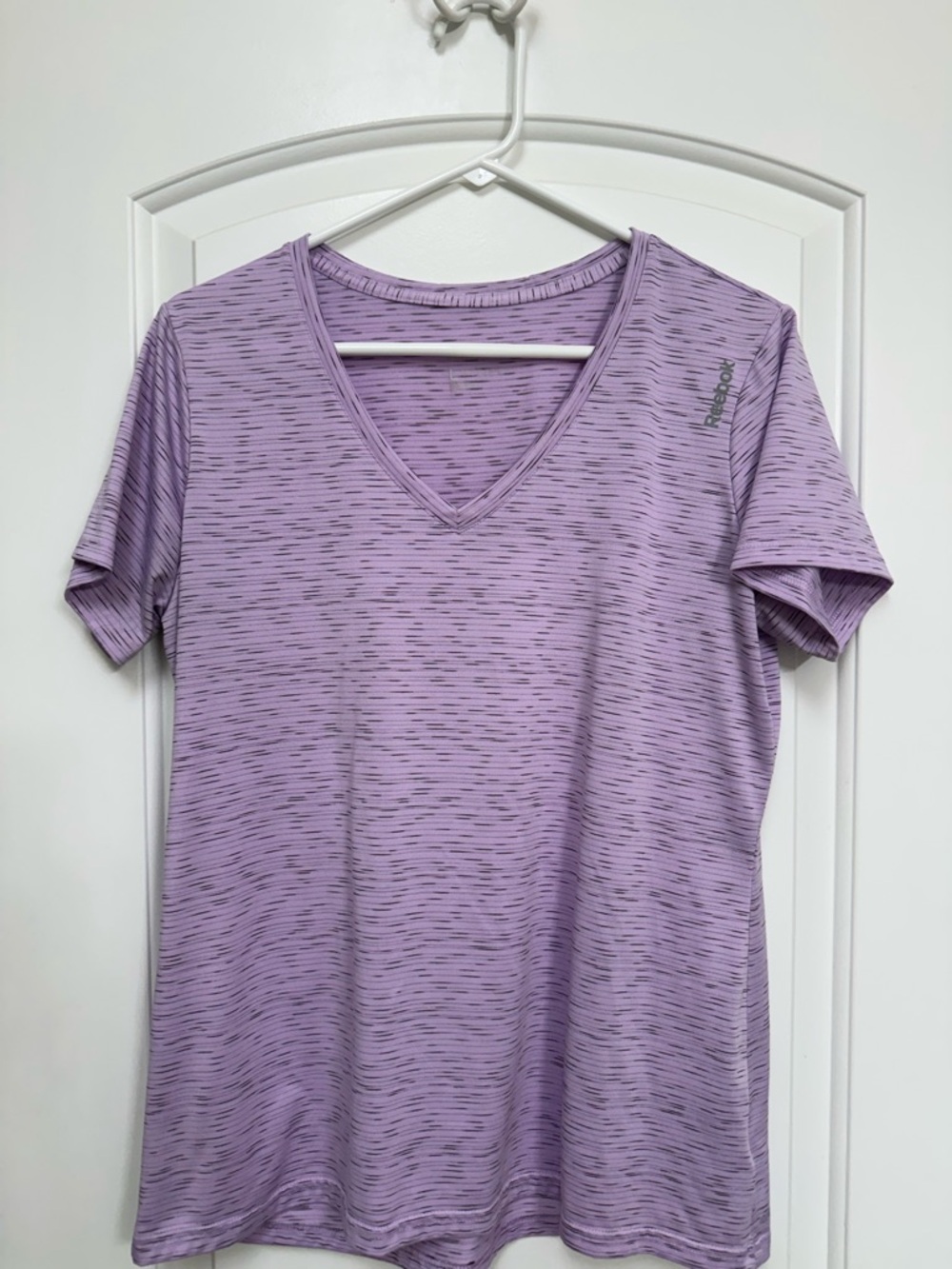 Reebok Lavender Space-Dye V-Neck Short Sleeve Tee